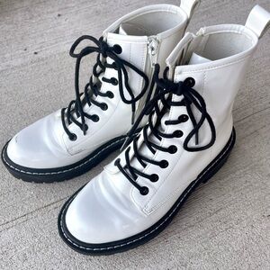 Amazon White Combat Boots with Black Laces